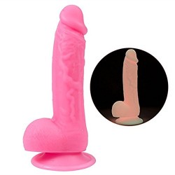 Luminous Dildo 7.6 inch G-Spot Vagina Stimulator Liquid Silicone Dildo with Suction Cup