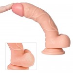 7.7" Realistic Vibrating Soft Silicone Dildo with Suction Cup